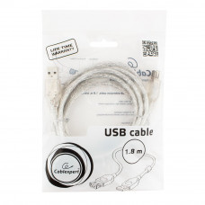Кабель USB 2.0 удлинитель A,  1.8м Cablexpert <CCF-USB2-AMAF-TR-6> прозрачный