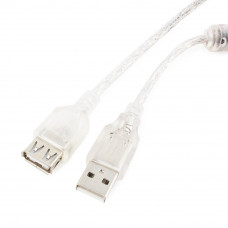 Кабель USB 2.0 удлинитель A,  5м Cablexpert <CCF-USB2-AMAF-TR-15> прозрачный