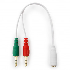 Кабель Audio MiniJack(f) - 2*MiniJack(m) Cablexpert <CCA-418W> науш. + микр. --> 4 pin бел.