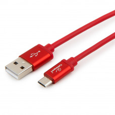 Кабель USB 2.0 A-->microB 5P  1м Cablexpert <CC-S-mUSB01R-1M> серия Silver, красный, блистер