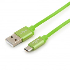 Кабель USB 2.0 A-->microB 5P  1м Cablexpert <CC-S-mUSB01Gn-1M> серия Silver, зеленый, блистер