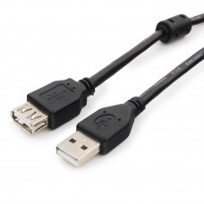 Кабель USB 2.0 удлинитель A,  1.8м проф. Cablexpert <CCF2-USB2-AMAF-6> фер.кольц., поз.конт., черный