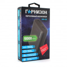 Мобильный аккумулятор Гарнизон GPB-120, 10000мА/ч, USB1: 1A, USB2: 2.1A, черный
