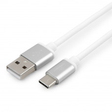 Кабель USB 2.0 A-->C,  1м Cablexpert <CC-S-USBC01W-1M>, серия Silver, белый