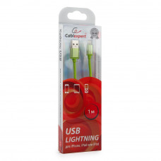 Кабель USB 2.0 A(m) --> Lightning  1м Cablexpert <CC-S-APUSB01Gn-1M> серия Silver, зеленый