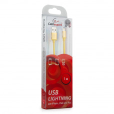 Кабель USB 2.0 A(m) --> Lightning  1м Cablexpert <CC-S-APUSB01Y-1M> серия Silver, желтый
