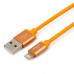 Кабель USB 2.0 A(m) --> Lightning  1м Cablexpert <CC-S-APUSB01O-1M> серия Silver, оранжевый