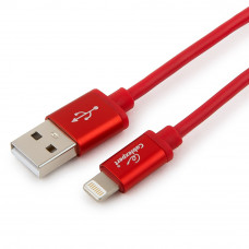 Кабель USB 2.0 A(m) --> Lightning  1м Cablexpert <CC-S-APUSB01R-1M> серия Silver, красный
