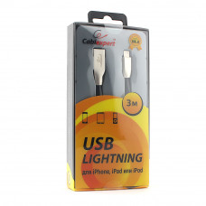 Кабель USB 2.0 A(m) --> Lightning 3м Cablexpert <CC-G-APUSB01Bk-3M> серия Gold, черный