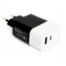 Адаптер питания 220 В - USB Cablexpert <MP3A-PC-26> PD18W Type C + USB A 2,4А, чёрный