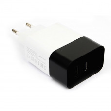 Адаптер питания 220 В - USB Cablexpert <MP3A-PC-26W>  PD18W Type C + USB A 2,4А,, белый