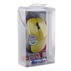 Мышь Gembird MUSW-360-LM, лазерный лимон, 2 кнопки+колесо-кнопка, 1000 DPI, батарейки в компл